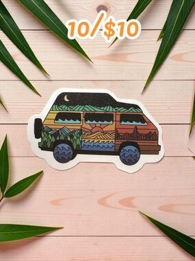 10 / $10 Adventure Van Sticker – Mountains Desert Ocean Road Trip Decal